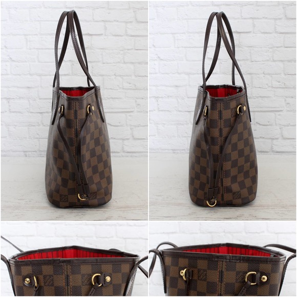 LOUIS VUITTON Damier Ebene Neverfull PM Tote Bag LV  Louis Vuitton Neverfull PM Damier Ebene Leather Tote Shoulder Bag Purse LV Brown